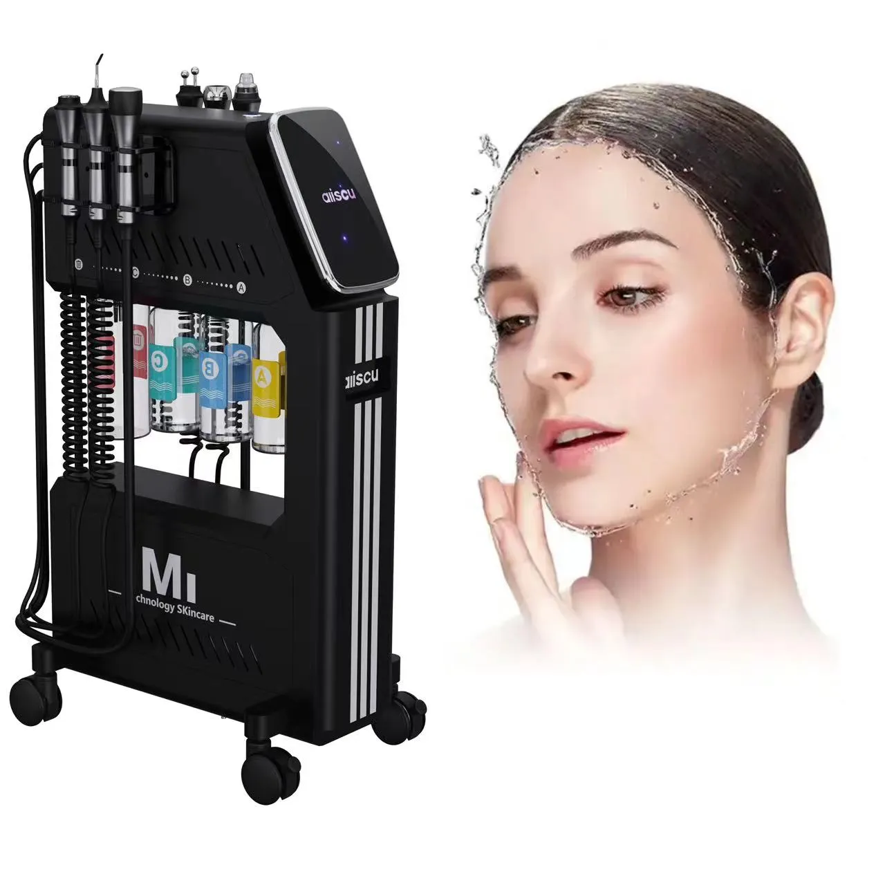 Levage du visage Cleasning 6in1 Hydro-Facial Oxygène Injection de tête de point Noir Pore Pores Préparette Spray Jet Skin Care Care Management Machine