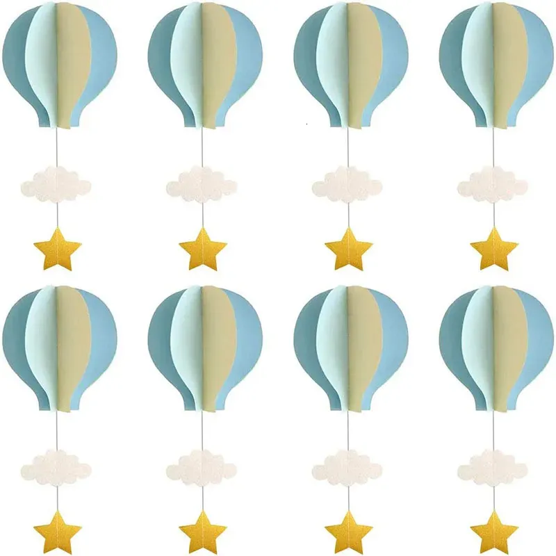 8/4 Pcs Pastel Blue Large Size Air Balloon Garland Decor Paper Cloud Air Balloon Hanging Birthday Baby Shower Decoration 240124