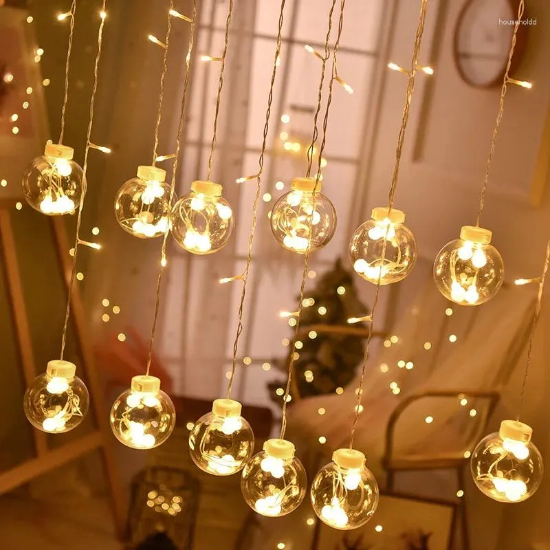 Saiten Big Ball Vorhang LED Lichterketten Weihnachtsdekoration EU 220V Urlaub Hochzeit Fee Girlande für Schlafzimmer Outdoor Home