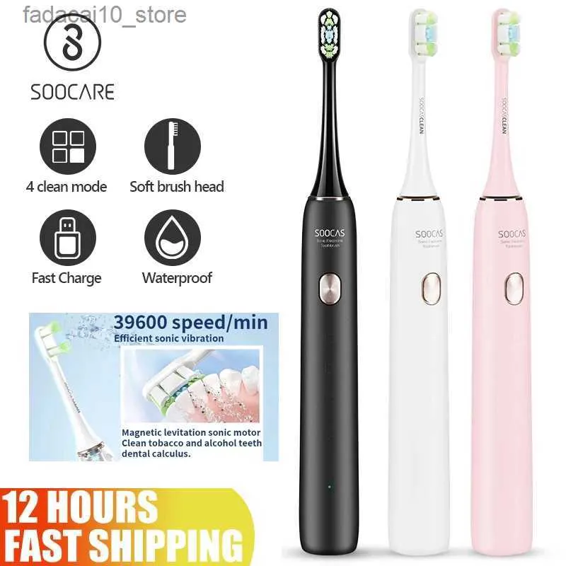 Toothbrush SOOCAS X3U Ultrasonic Electric Toothbrush IPX7 Waterproof Adult Smart Sonic Tooth Brush Upgraded USB Fast Chargeable Q240202