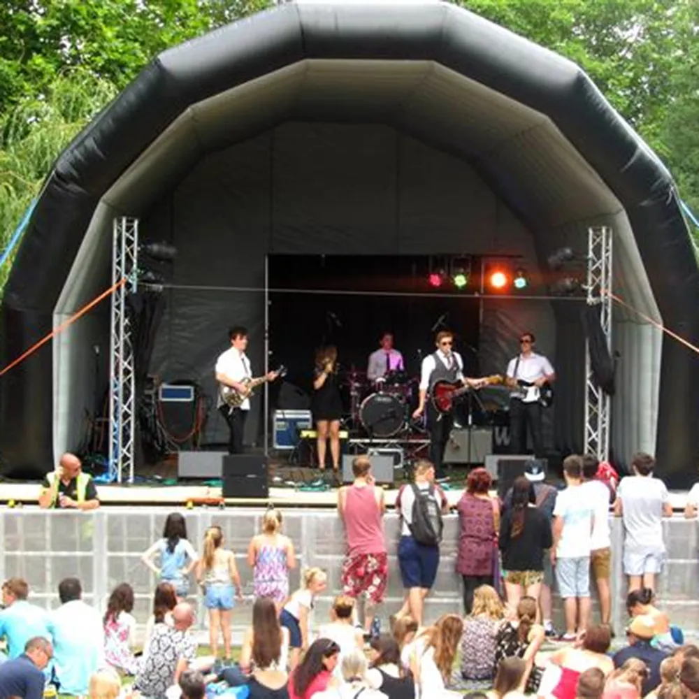 wholesale Venta al por mayor 11x5x5mH (36x16.5x16.5ft) carpa inflable para escenario Oxford, carpas inflables para eventos para publicidad de eventos de fiestas musicales al aire libre