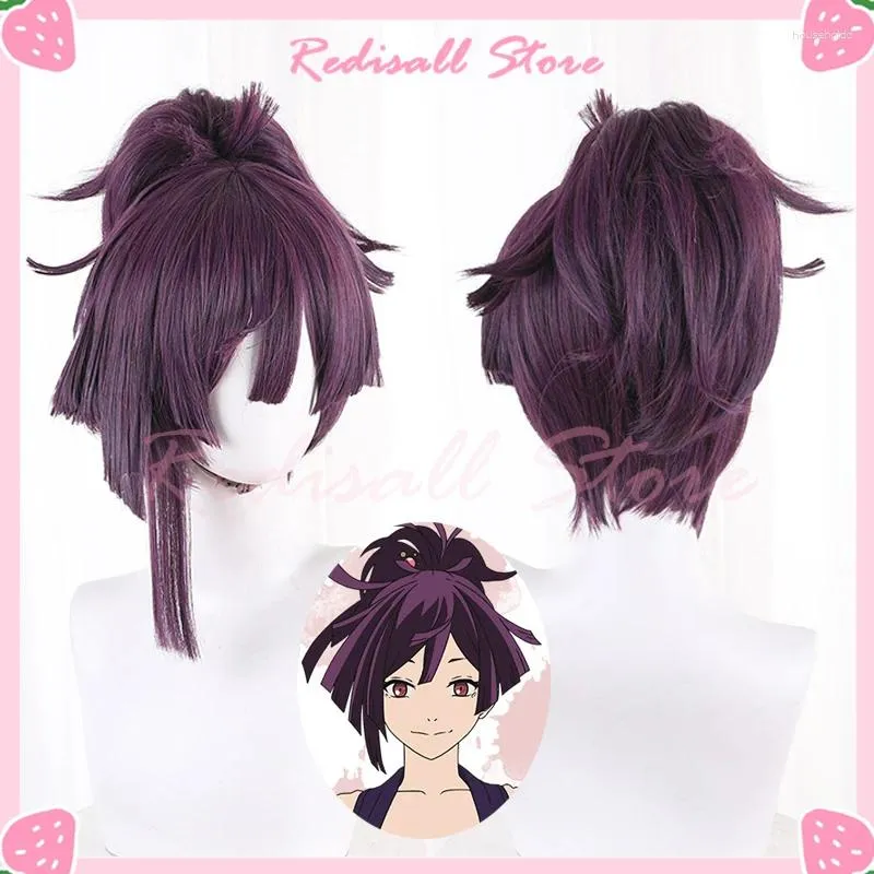 Imprezy dostarczenia jigokuraku yuzuriha cosplay Wig kucyk krótkie fioletowe włosy Paradise Paradise Paradise Heavenhell Headwear