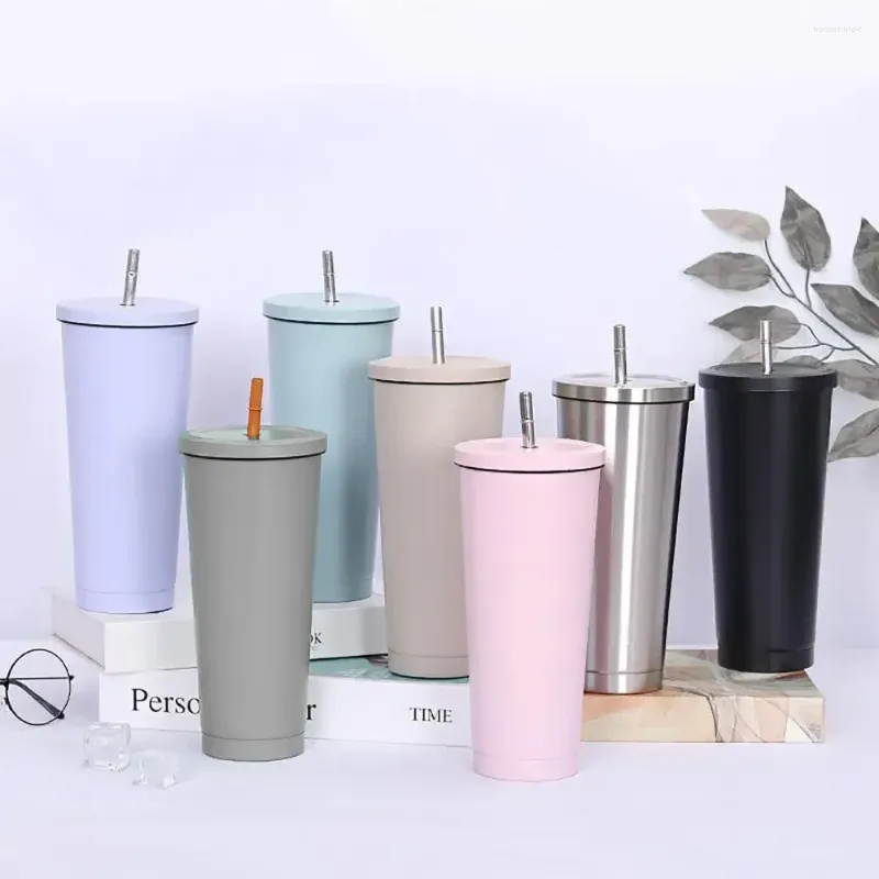 Water Bottles 500 750ml Straw Cup With Lid Coffee Reusable Plastic Tumbler Frosted Mug Bottle Drinkware Portable Large Capacity Milk Tea