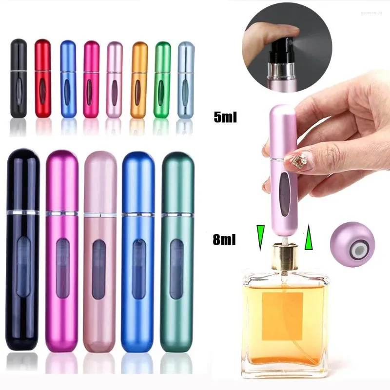 Garrafas de armazenamento 5ml 8ml portátil mini garrafa de perfume recarregável com bomba de perfume de spray vazio recipientes cosméticos atomizador para ferramenta de viagem