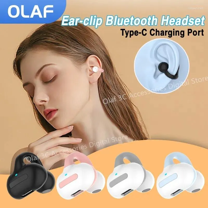 Earclip Headphones Wireless Bluetooth Headset With Mic Fone Earphones Sport Long Standby Earbuds No Ear Pain