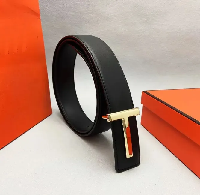 Designer Belt tom Women's Belt letter-lacquered buckle plain smooth buckle gold men's business belt