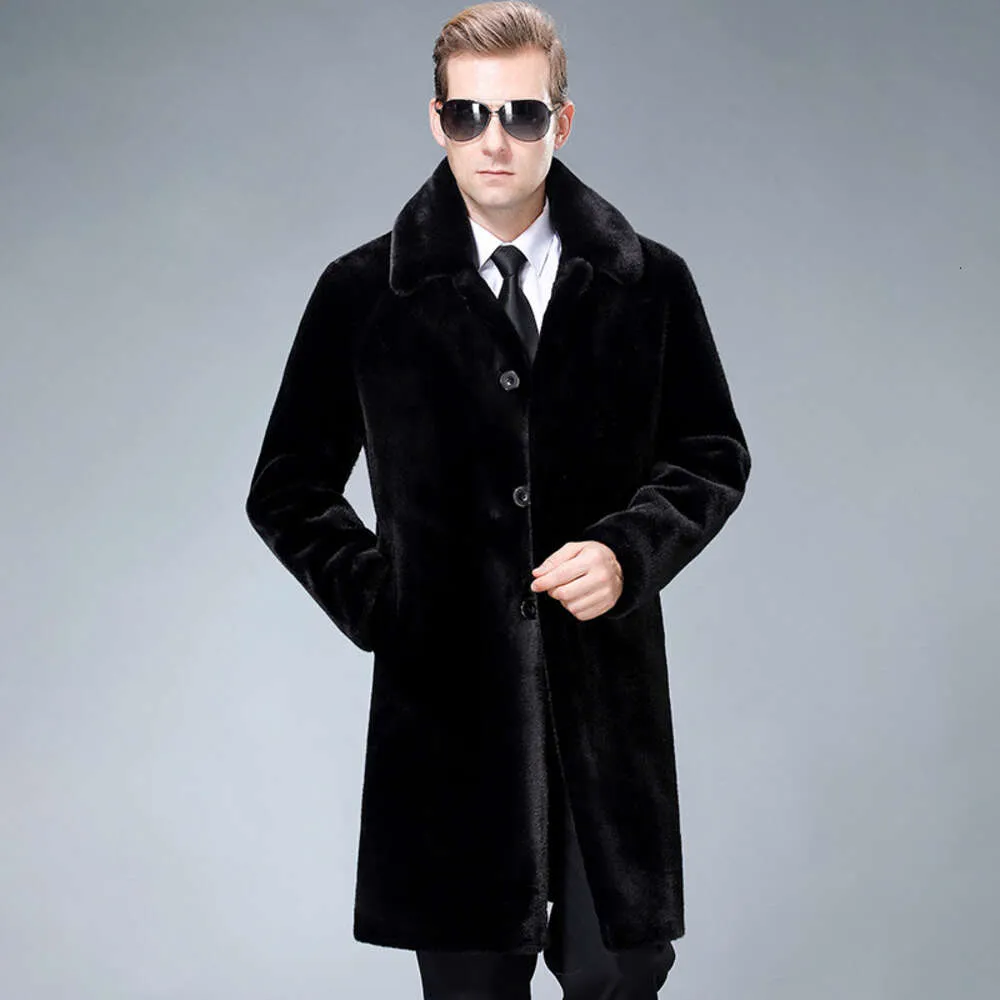 Winter Mens Haining Mink 모피 통합 비즈니스 다목적 캐주얼 가죽 자켓 코트 따뜻한 8uvi