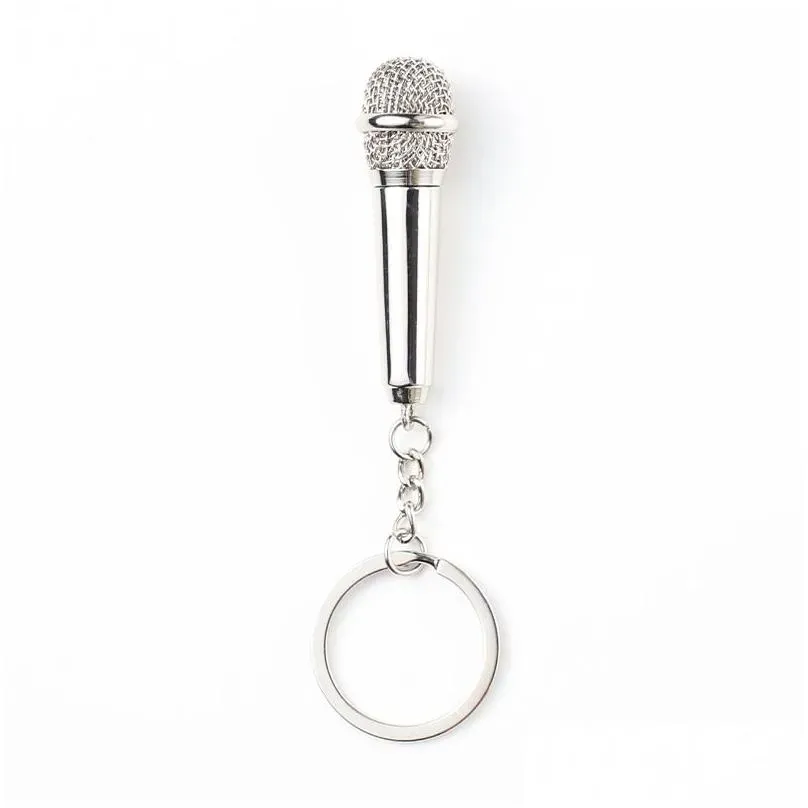 metal keychains mimic microphone keychain pendant valentines day gift