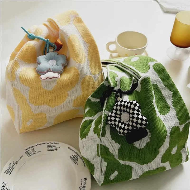 Gift Wrap Various Colors Of Flower Patterns Large-capacity Knitted Bags Girls Cute Daily Shoulder Handbags Beach Can Be Customized