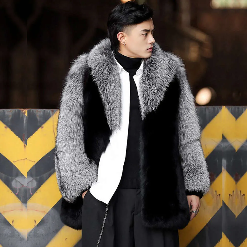 Designer Autumn/winter Mens Fur Coat Fashion Large Thickened Warm Mink Mid Length NJ91