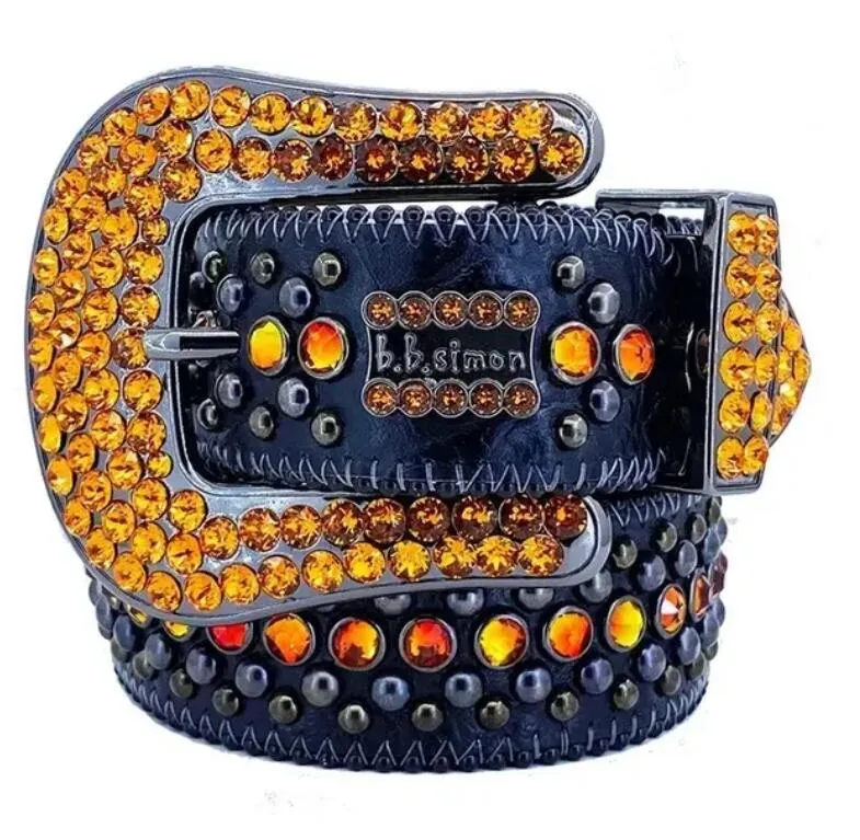 2024 Män kvinnor BB Simon Belt Luxury Designer Belt Retro Needle Buckle Belt 20 Color Crystal Diamond B I B I Multicolour With Bling Rhinestones As Gift Partihandel