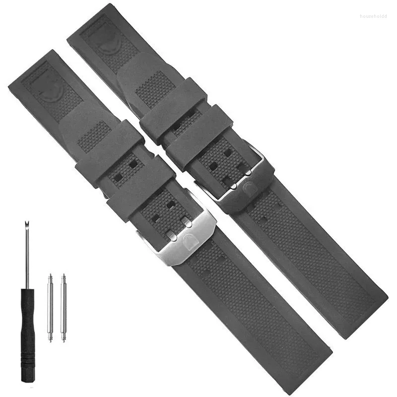 Watch Bands 23mm Silicone Rubber Band For Luminox Black Navy Seal Silver Gold Buckle Replacement Strap