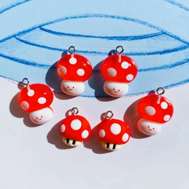 Charms 10Pcs Cute Mushroom For Pendant Jewelry Making Supplies Keychain Necklace Earrings Flat DIY Findings Accessories