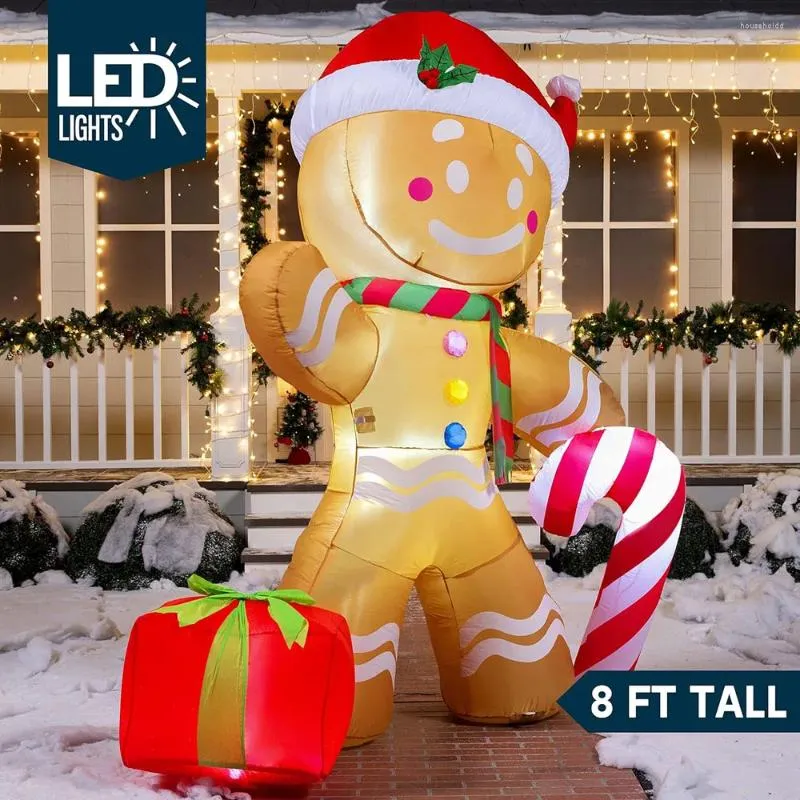 Decoração de festa Natal 2.4m / 8ft LED modelo de boneco de neve inflável iluminado arco papai noel árvore jardim pátio