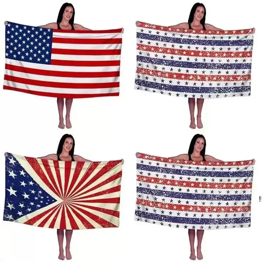 Microfiber Beach Towel American Flag Bath Towels Digital Printing Sunscreen Soft Absorbent Various Patterns 0202