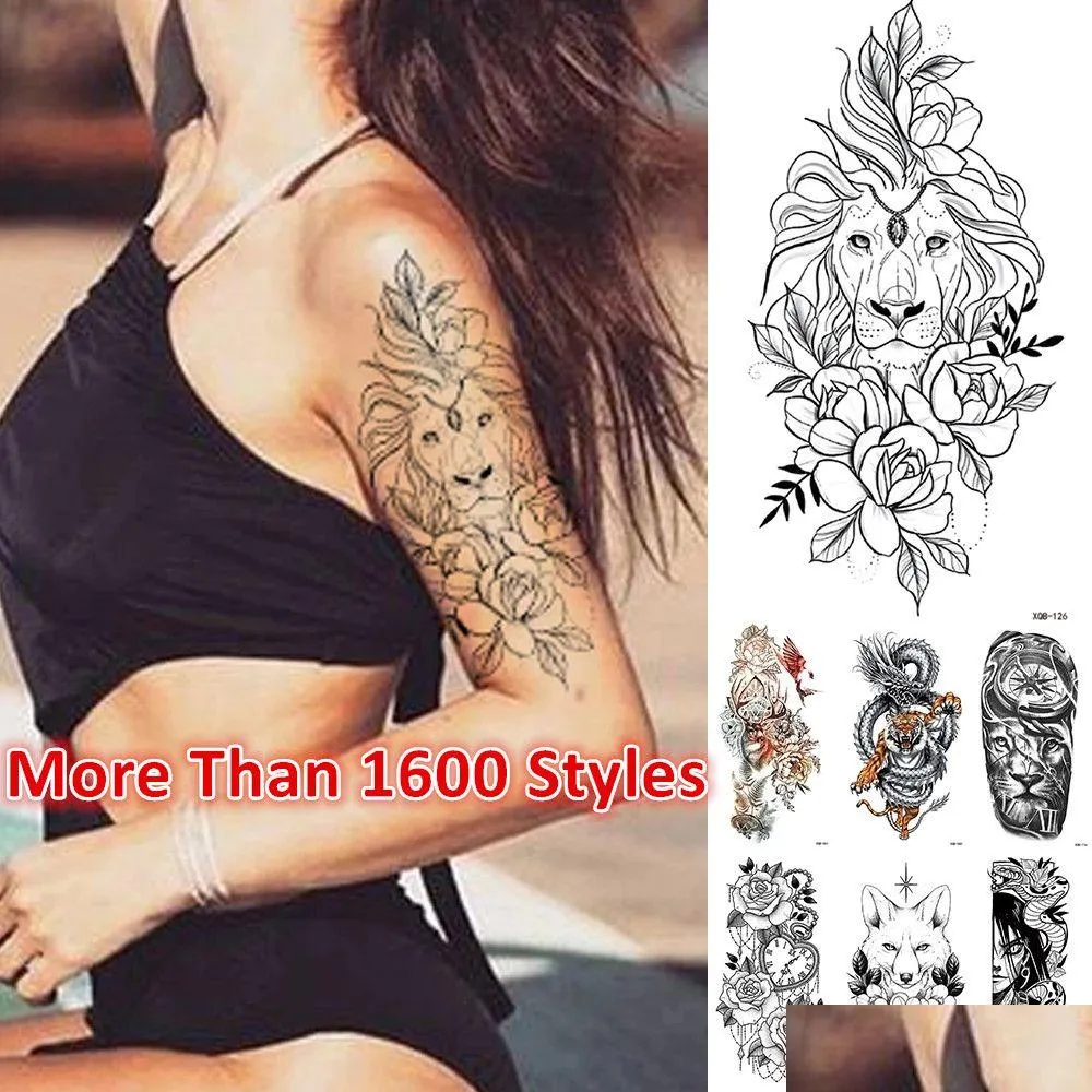 Tatuagens Temporárias Mais Novos 1800 Estilos Meia Manga Tatuagem Adesivo Braço Tatuagens Temporárias Halloween Natal Adesivos Impermeáveis ​​Aceite C Dhxkn