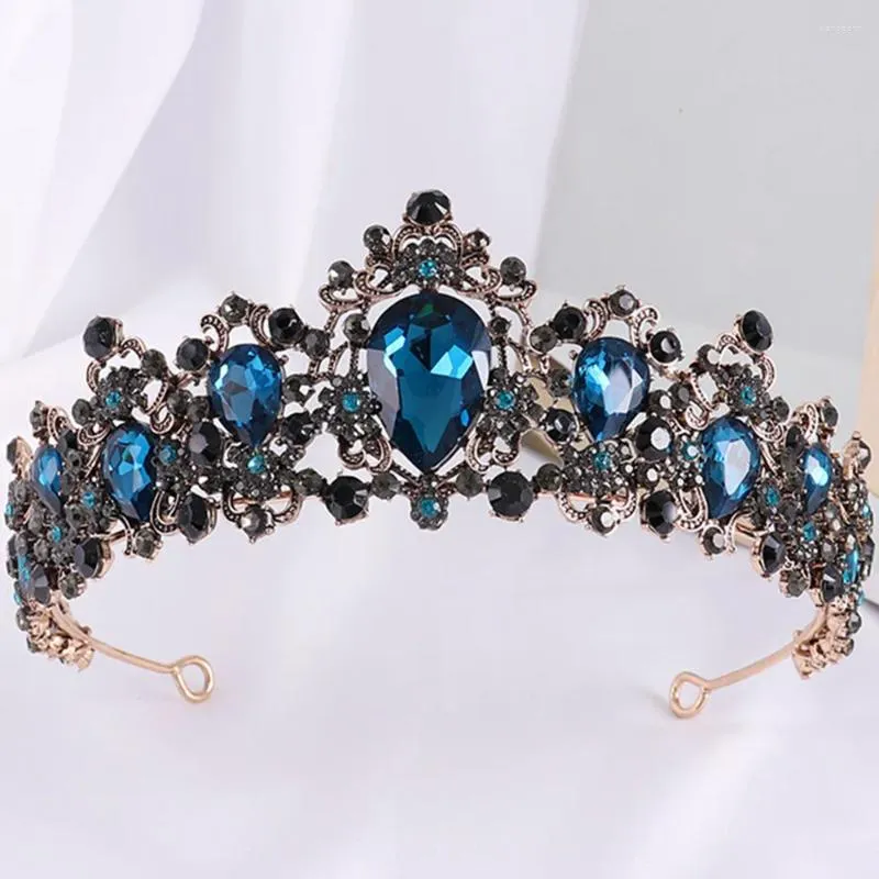 Clipes de cabelo Diezi vintage barroco azul cristal tiara coroa para mulheres gilrs presente festa de casamento rainha nupcial jóias acessórios