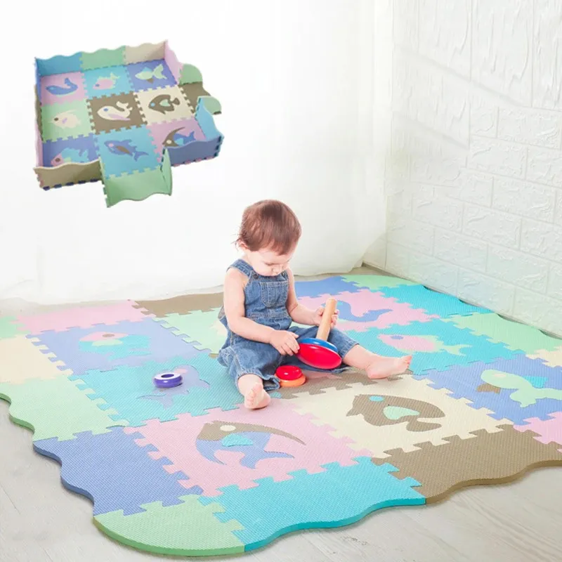 Eva Foam Play Mat with Fence Baby Puzzle Jigsaw Golvmattor Tjock matta Pad For Kids Education Toys Aktivitet Slumpmässig färg 240127