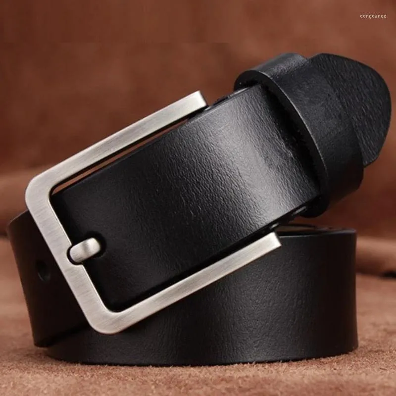 Ceintures Ceinture en cuir véritable pour hommes rétro carré alliage boucle ardillon travail d'affaires ceinture décontractée résistant à l'usure Cinturones Para Hombre