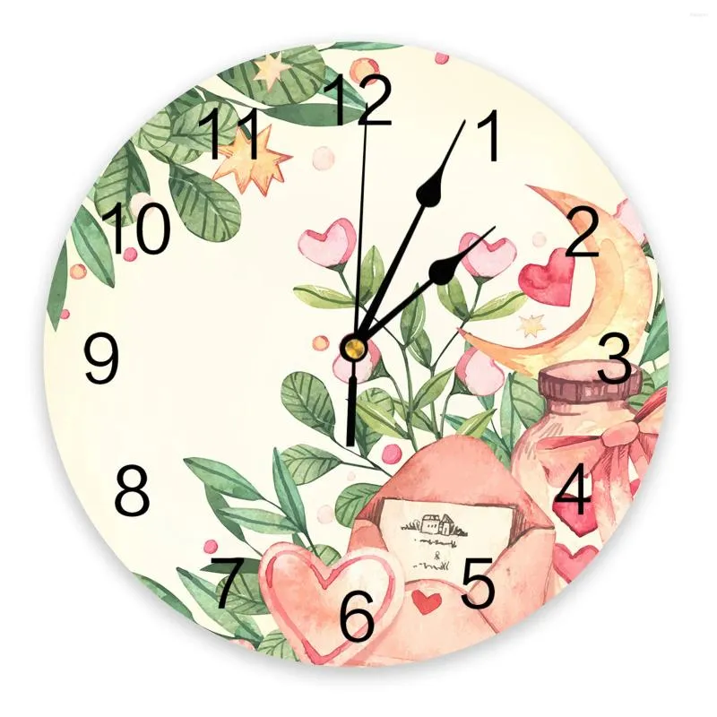 Wandklokken Valentijnsdag Bloem Liefdesbrief Maan Ster Klok Moderne Stille Woonkamer Home Decor Hangend Horloge