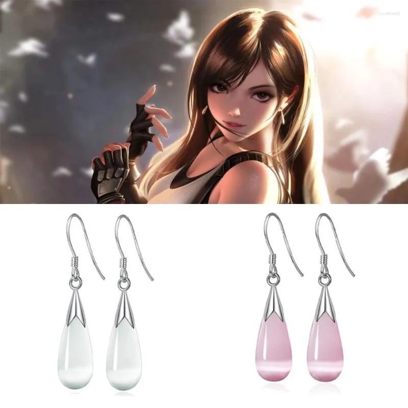 Dingle örhängen rpg spel final fantasy vii cosplay smycken tifa lockhart samma stil opaler örhänge halsband vatten dropptillbehör