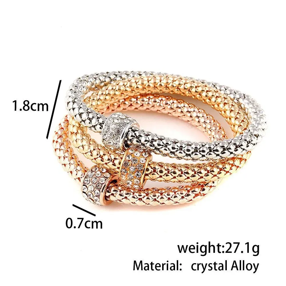 Explosion-proof alloy three-color suit stretch popcorn corn chain diamond butterfly pendant bracelet
