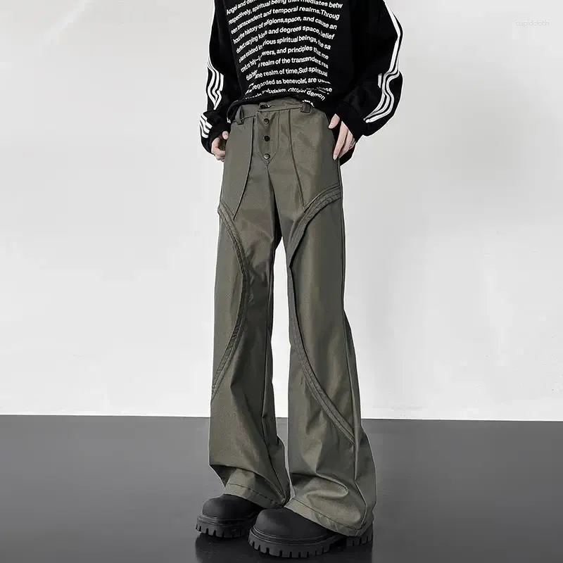 Männer Hosen Amerikanischen Stil Dekonstruiert Spleißen Silhouette Retro High Street Casual Lose Gerade Dünne Hosen Männliche Kleidung