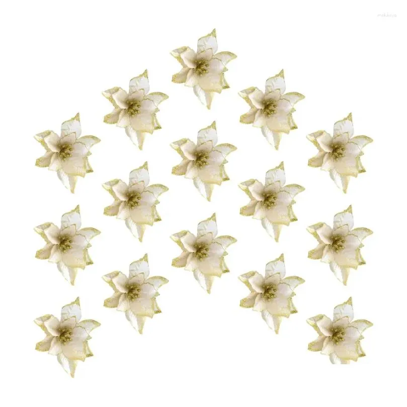 Couronnes de fleurs décoratives Fleurs décoratives 15 pièces Poinsettia couronne de noël creux artificiel bricolage arbre suspendu livraison directe Hom Dha3Z