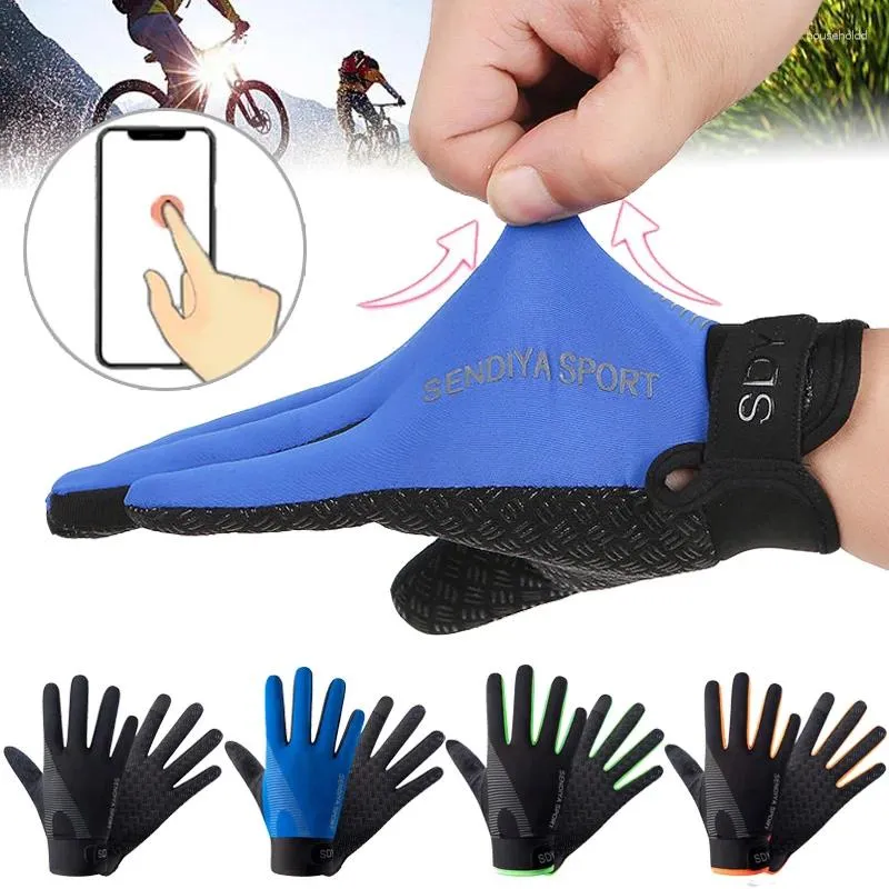 Luvas de ciclismo anti-deslizamento touchscreen bicicleta quente inverno esporte à prova de choque dedo cheio respirável luva de bicicleta para homem mulher