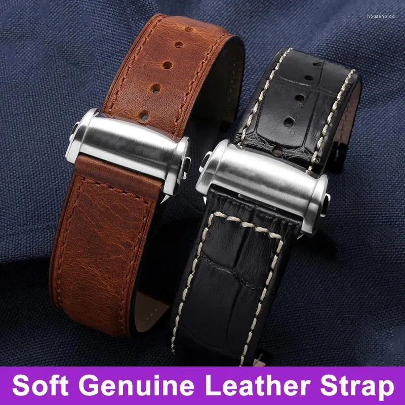 Cinturini per orologi cinturino in vera pelle per Hamilton Khaki Aviation Field JAZZMASTER Series Band uomo cinturino con fibbia pieghevole in acciaio 20mm 22mm