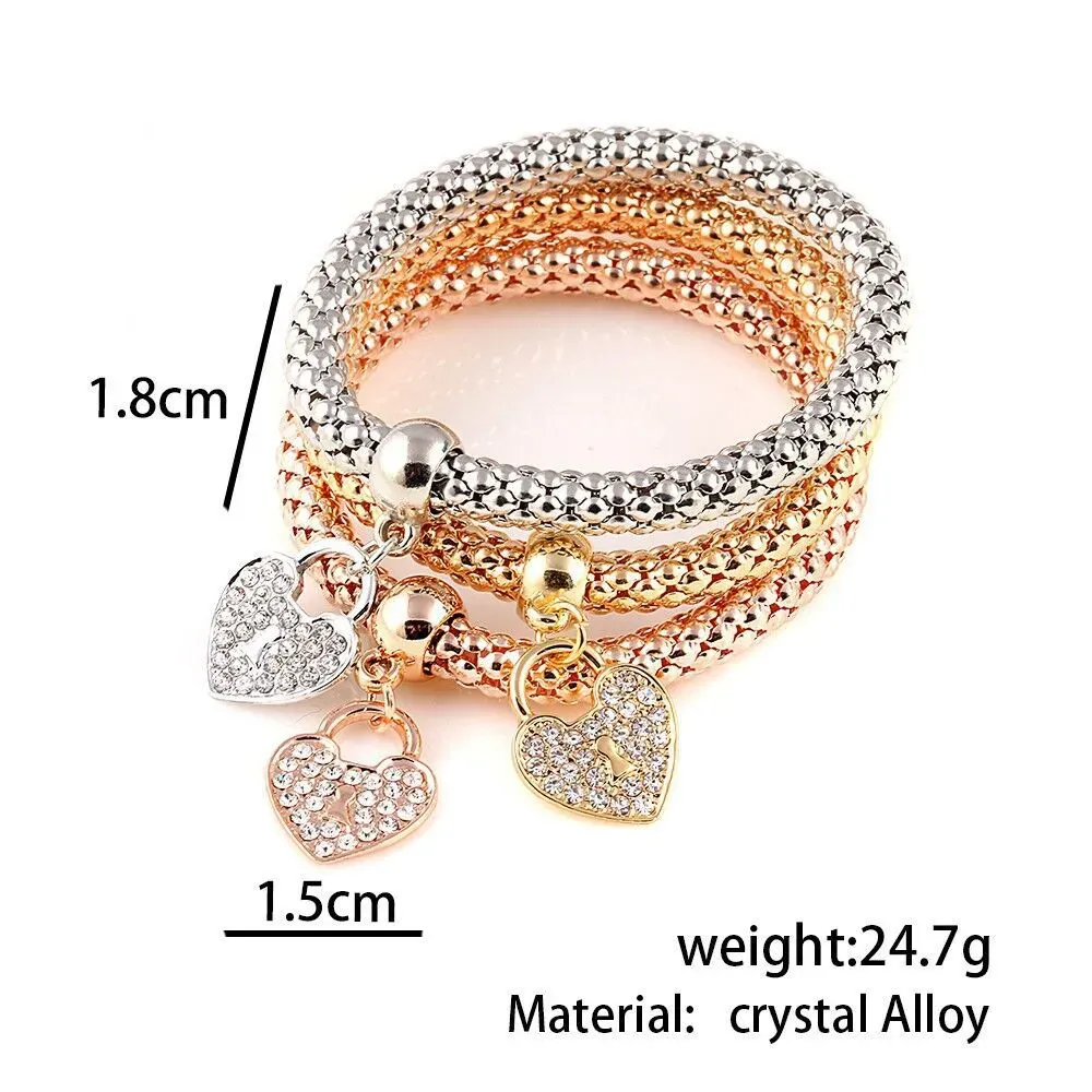 Explosion-proof alloy three-color suit stretch popcorn corn chain diamond butterfly pendant bracelet