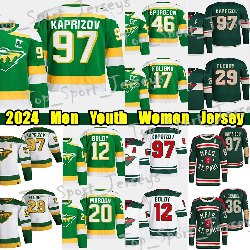 # 97 Kirill Kaprizov Maglia da hockey Reverse Retro # 7 Brock Faber Mats Zuccarello Marc-Andre Fleury Jared Spurgeon Pat Maroon Foligno Joel Eriksson Ek Matt Boldy maglie