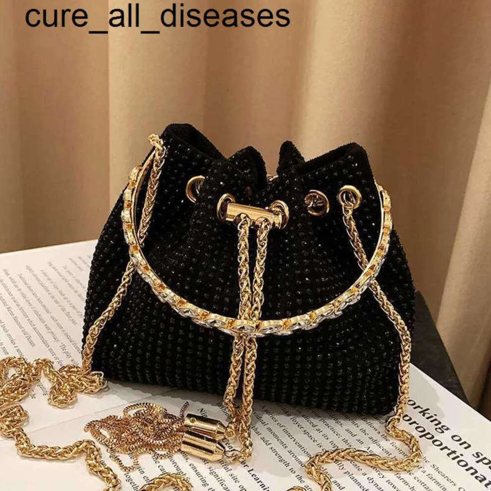 Shoulder Bags Trendy Designer Chain Rhinestone Bucket Totes Handbag Purses Women Crossbody 2023 New Evening Clutch Bag