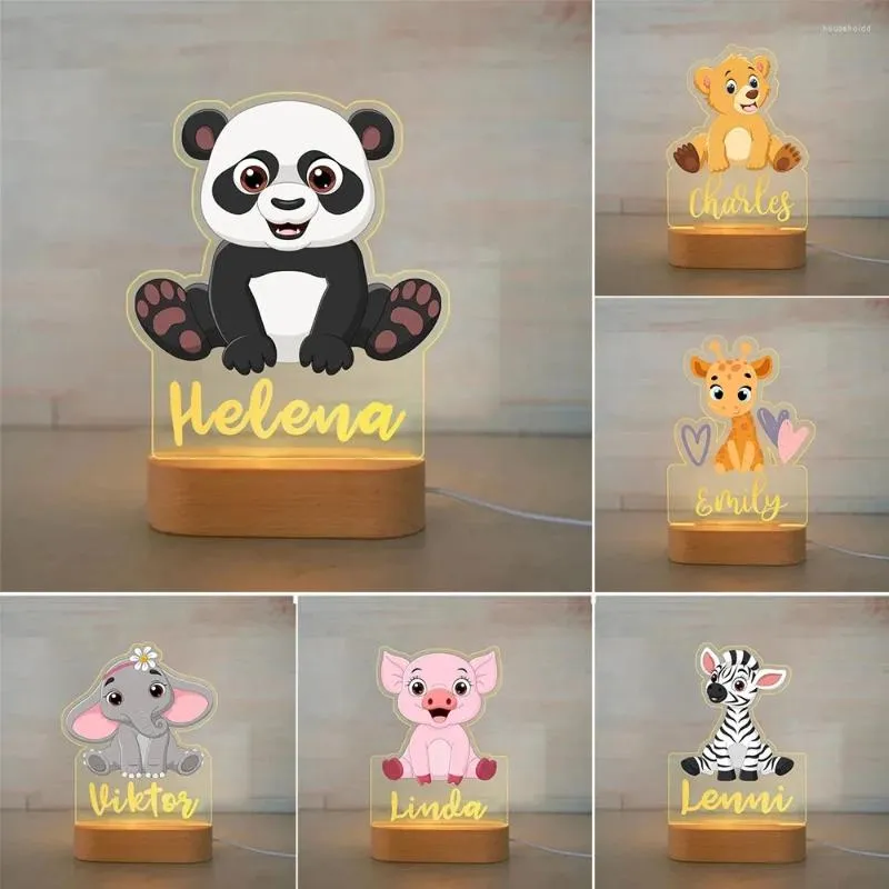 Nattljus kreativa 3D -lampa akryl panda elefant nattljus infantil dekorativt sovrum sovrum bord jul gåva