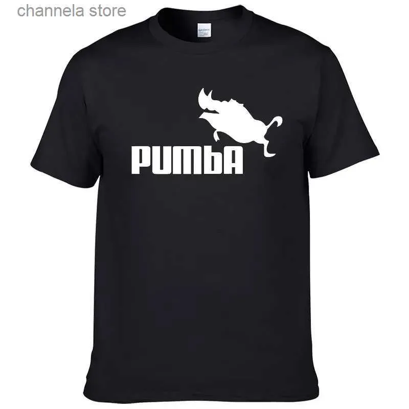 Homens camisetas PUMBA impresso t-shirt verão hip-hop esportes fundo de manga curta javali javali spoof criatividade oversized cinco quartos s T240202