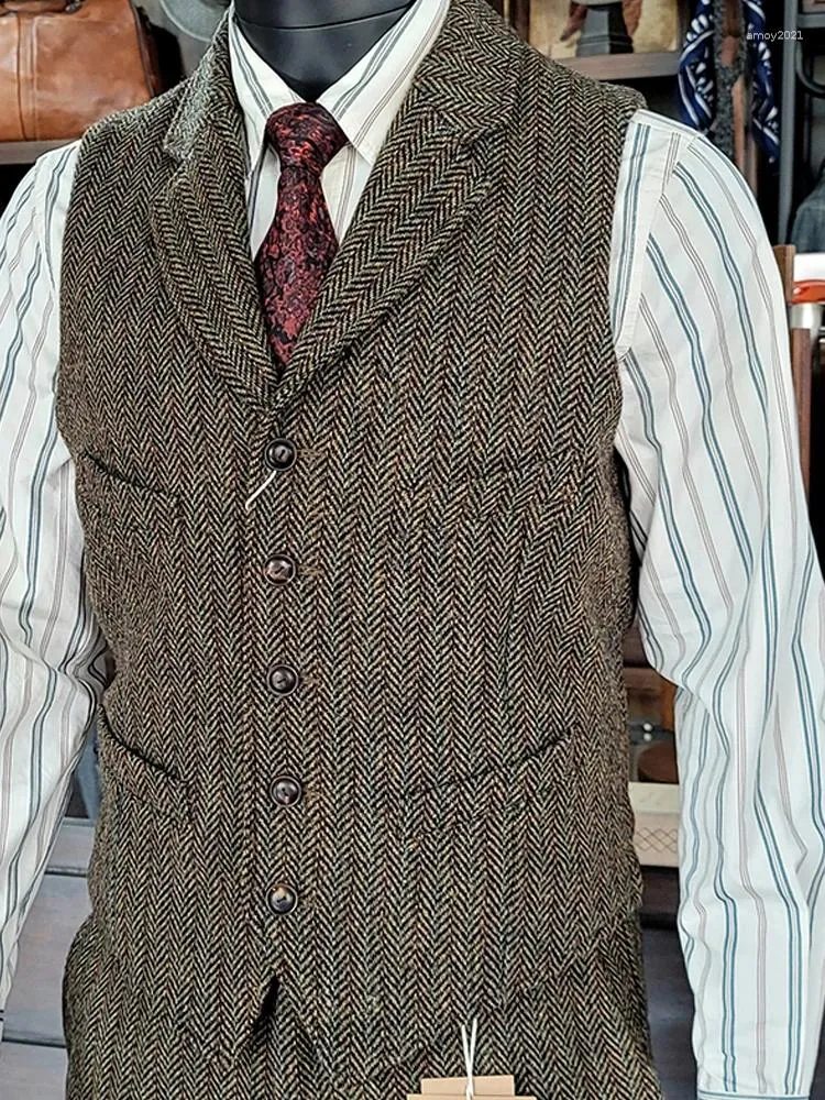 Men's Jackets Amekaji Wear Clothes Tweed Striped Suit Collar Waistcoat American Retro Business Casual Good Quality