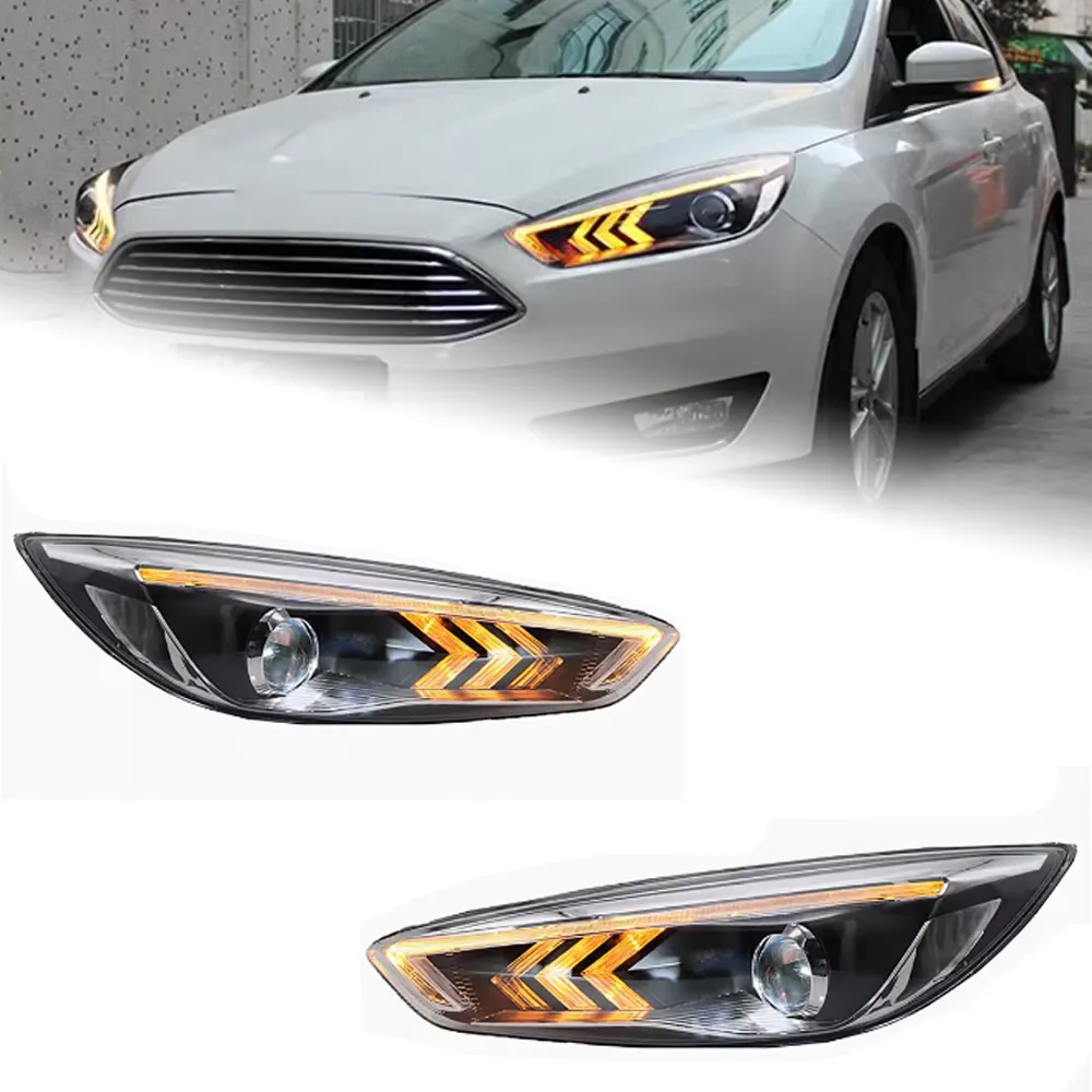 Ford Focus 20 15-20 17 LED DRL DAY時間ランニングシグナルライトヘッドランプオートアセンブリのアップグレードLEDヘッドライト