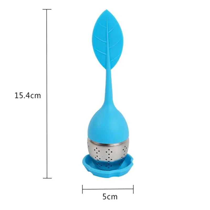 Silicon Tea Infuser Tool Leaf shape Food Grade Material Standard Make Bag Filter Creative Stainless Steel Strainers