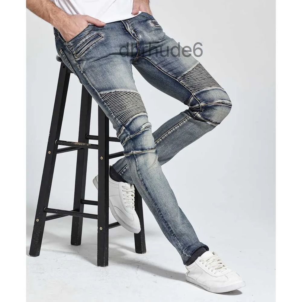 Atacado- 2017 Homens Jeans Design Biker Skinny Stretch Casual para Boa Qualidade H1703 BCX2