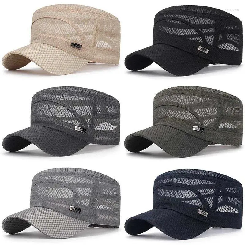 Casquettes de balle Mesh respirant été casquette militaire chapeau de soleil plat haut cadet armée hommes réglable baseball goutte en stock