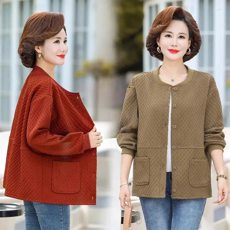 Women's Jackets Mom's Casual Short Jacket Middle-Aged And Elderly 2024 Spring Autumn Clothing Large Size Quilted Coat Z4745