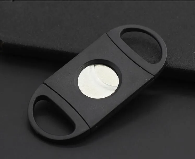 Black Cigar Cutter Knife Pocket Plastic Stainless Steel Double Blades Knife Scissors for Cigar Tobacco 