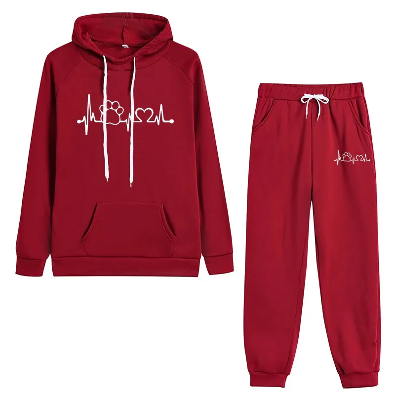 Treino feminino conjunto de duas peças treinamento ao ar livre jogging esportiva de manga comprida hoodies para outono inverno seção S-4XL 240124