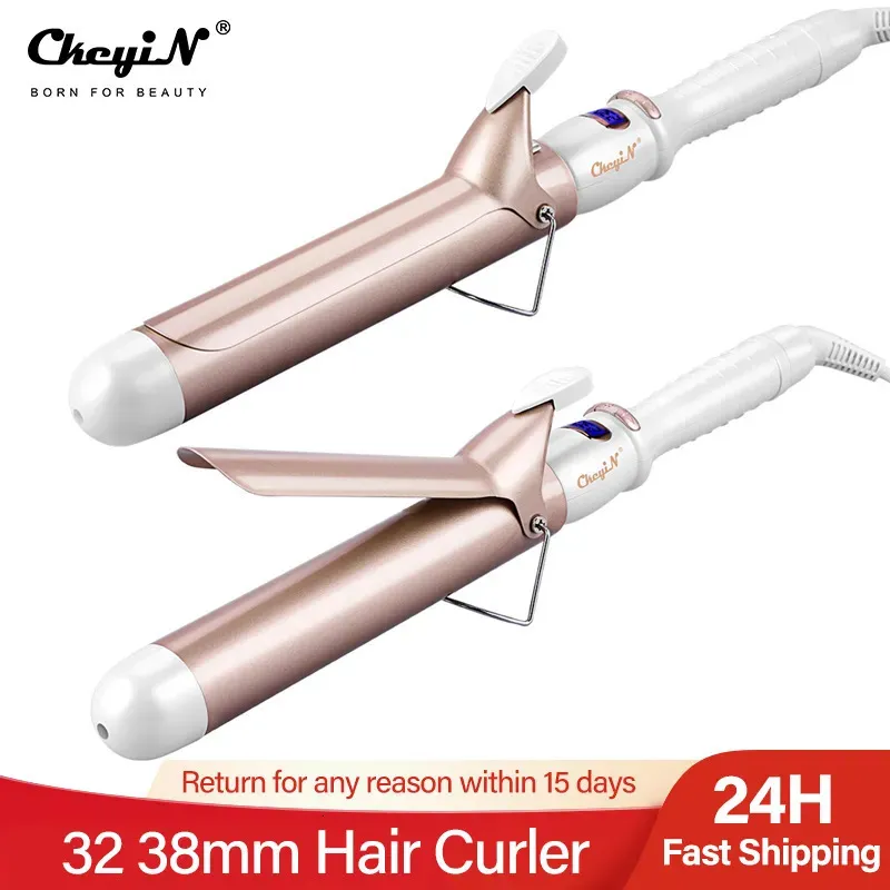 CKEYIN Professional LCD Digital Hair Curler Electric Curling Iron Curling Hair Toolsカーリング杖セラミックスタイリング32mm 25mm 19mm 240117