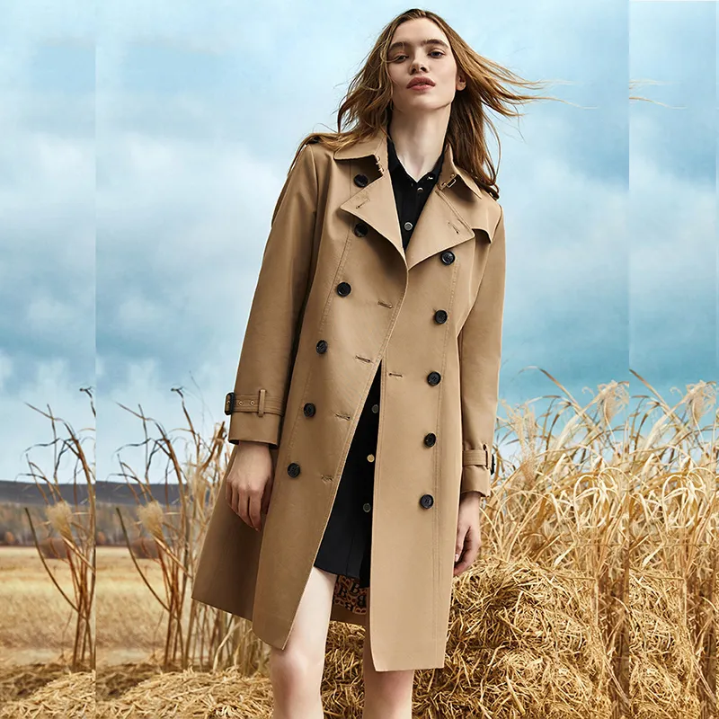 Klasyczny wiatrak dla kobiet z paskiem z paskiem 2024 Spring/Autumn New British Style's Women's Trench