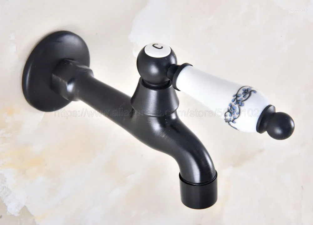 Смесители для раковины в ванной комнате, холодный медный смеситель с одной ручкой для стиральной машины, черная настенная латунная швабра для бассейна Zav336
