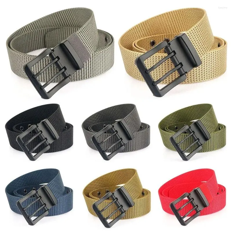 Gürtel, schnell trocknend, Vintage-Design, doppelte Dornschließe, Nylon-Geflecht, Taillenband, Canvas-Riemen