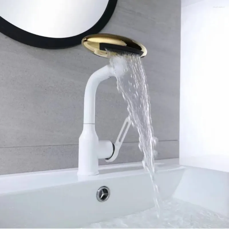 Rubinetti per lavandino del bagno Rubinetto a pioggia volante stile cascata Lavabo per lavabo Multifunzionale universale rotante