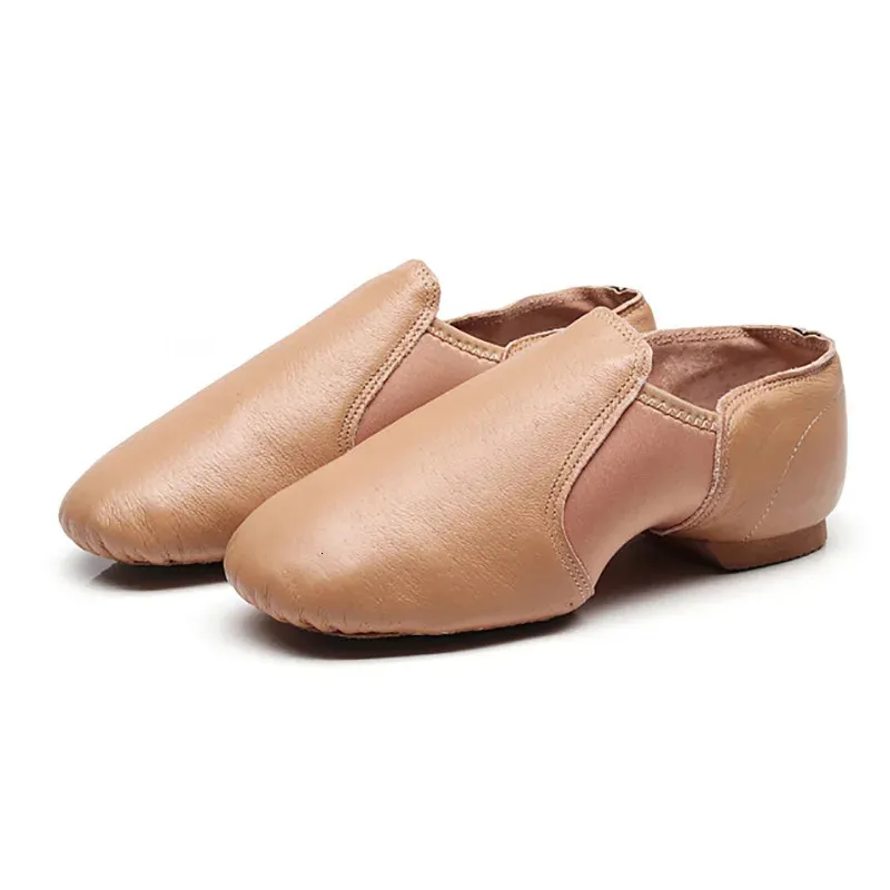 USHINE 24-44 Echtes Leder Jazz Dance Schuhe Tan Schwarz Rutschfeste Sohle Jazz Schuhe Erwachsene Tanz Turnschuhe Für Kinder mädchen Frauen 240125