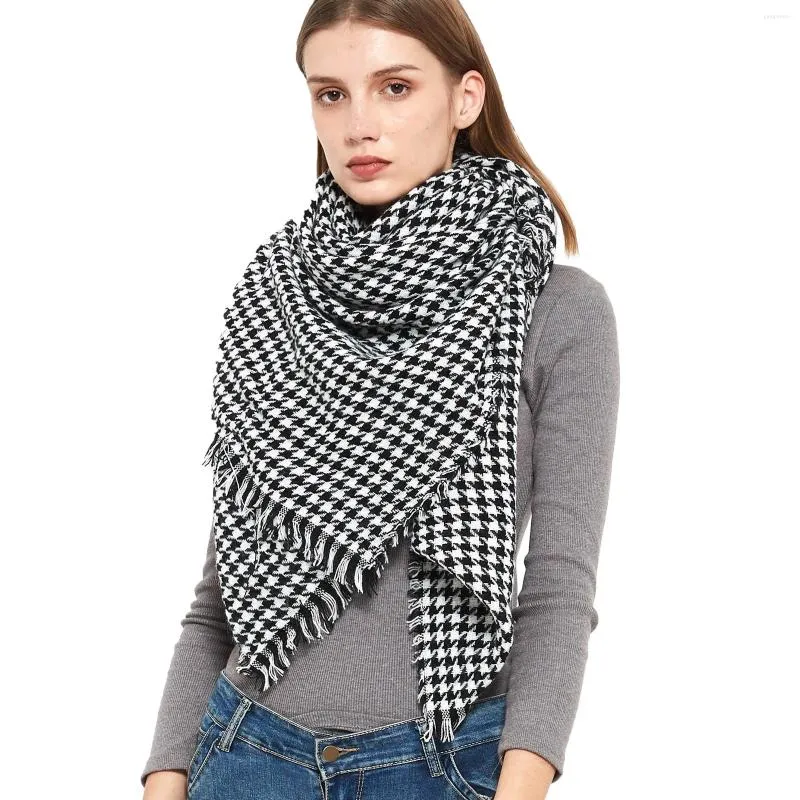 Roupas étnicas 140 Senhoras 40CM H Xale Cachecol Quente Houndstooth Costura de Inverno